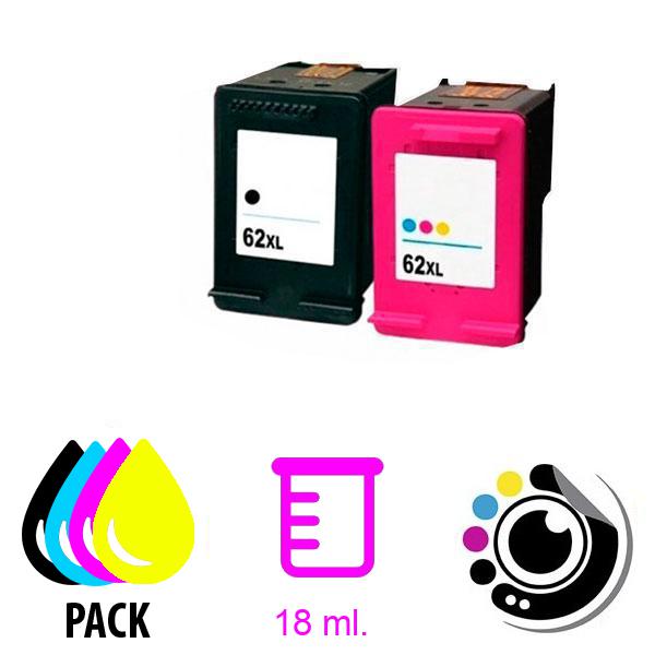 2er-Pack Kompatibler HP 62XL Patronen