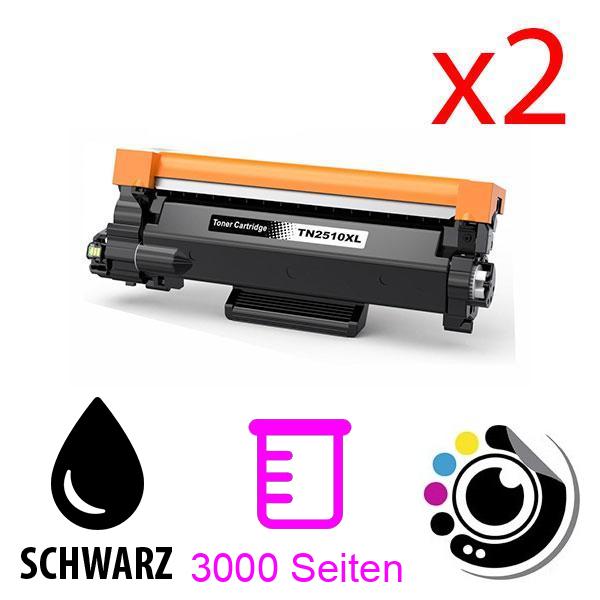 Kompatibel Toner Pack x2 Brother TN2510 XL Schwarz