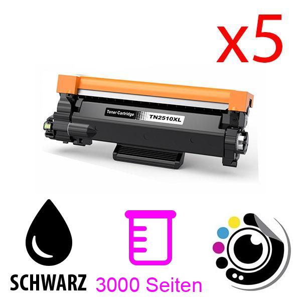 Kompatibel Toner Pack x5 Brother TN2510 XL Schwarz