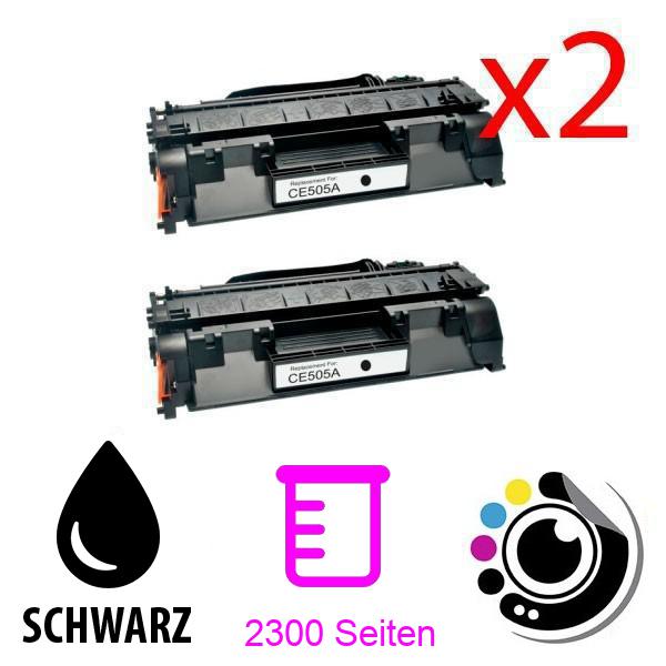 Kompatibler Toner Pack x2 HP CE505A / 05A Schwarz