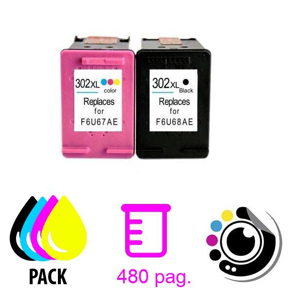 Kompatibel Druckerpatronen HP 302XL Color + Schwarz F6U68AE