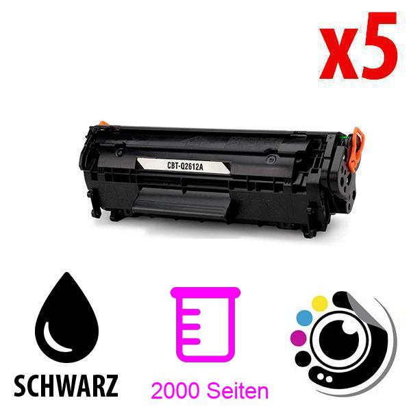 Kompatibles Tonerpaket x5 HP Q2612A / 12A Schwarz