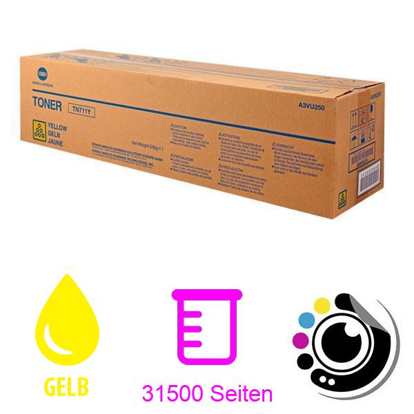 Original Toner Konica Minolta Bizhub C654 / C754 Gelb A3VU250 / TN-711Y / TN711