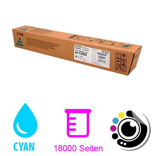 Original Toner Ricoh Aficio MP-C3003 / MP-C3503 / MP-C3004 / MP-C3504 / MP-C4504 / MP-C5504 / MP-C6004 - 841820 Cyan