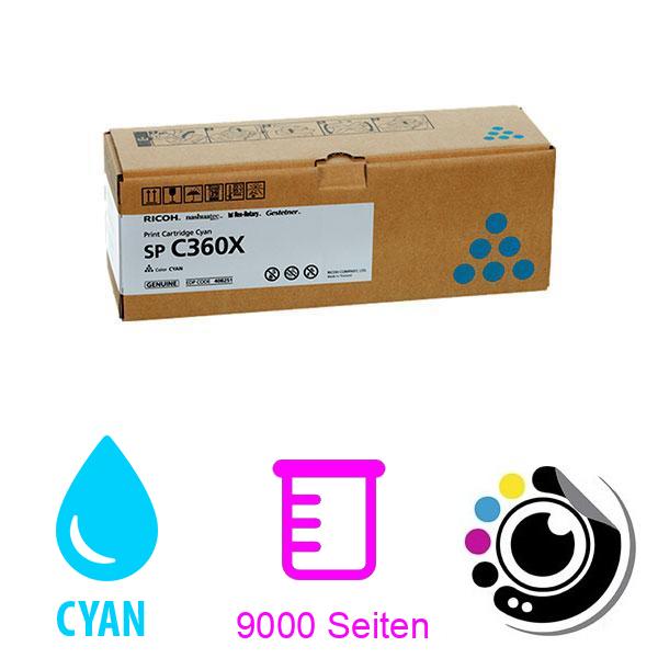 Original Toner Ricoh SP-C360X Cyan 408251